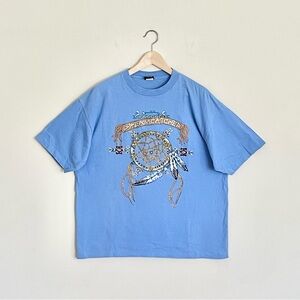 Vintage 90s Dreamcatcher Sparkle Native American Graphic Blue T Shirt Adult XL